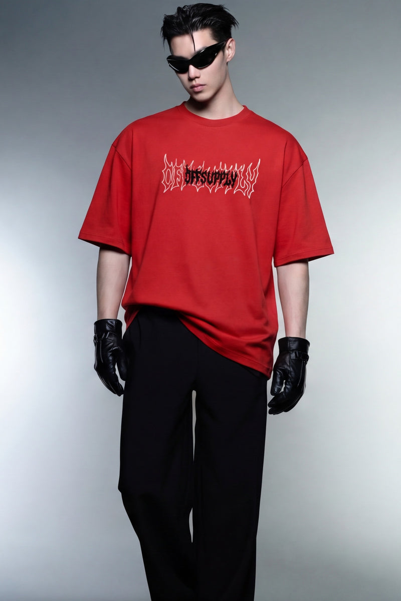 red-flame-tshirt model front