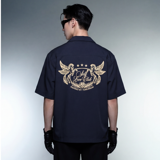 Self Love Off Supply Navy Bowling Shirt