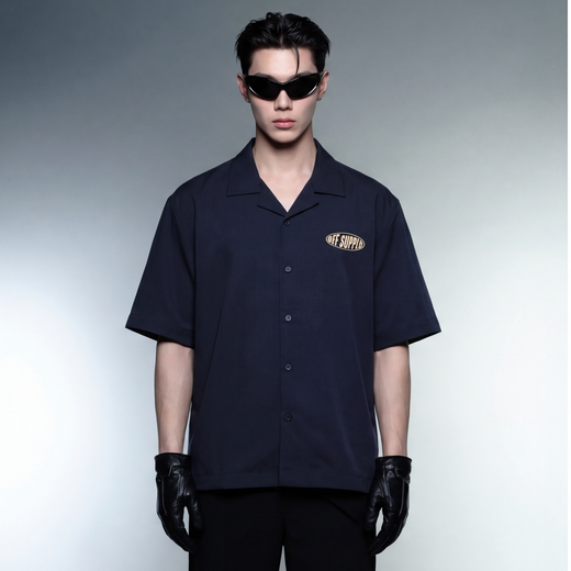 Self Love Off Supply Navy Bowling Shirt