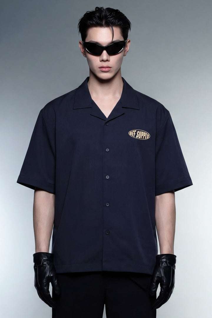 Self Love Off Supply Navy Bowling Shirt