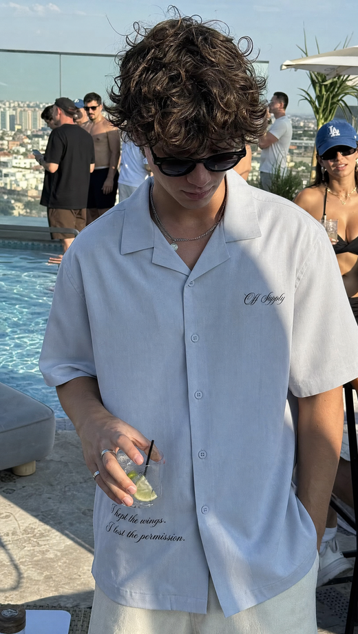 Off Supply Angelic Grey Bowling Shirt