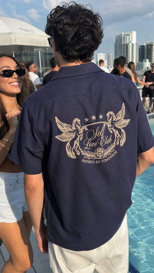 Self Love Off Supply Navy Bowling Shirt