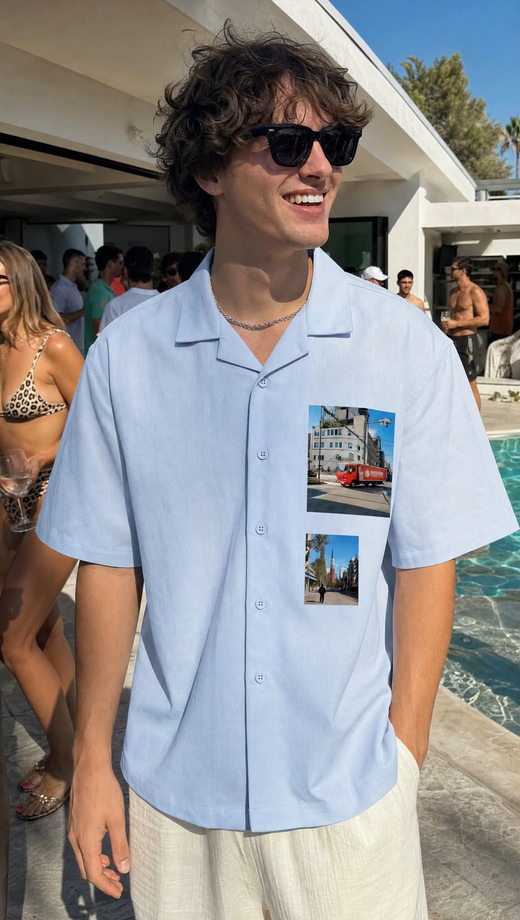Off Supply In Transit Light Blue Bowling Shirt