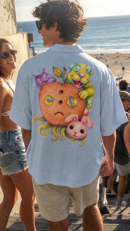 Off Supply Candy Meltdown Ice Blue Bowling Shirt