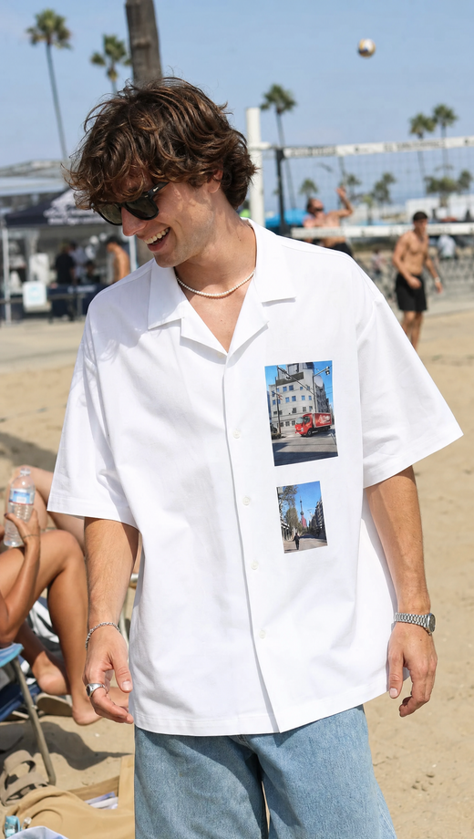 Off Supply In Transit White Bowling Shirt