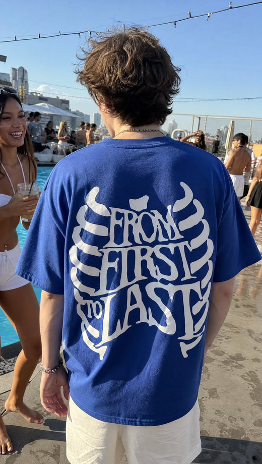 Off supply From First to last blue t-shirt