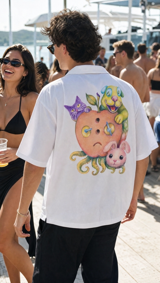 Off Supply Candy Meltdown White Bowling Shirt