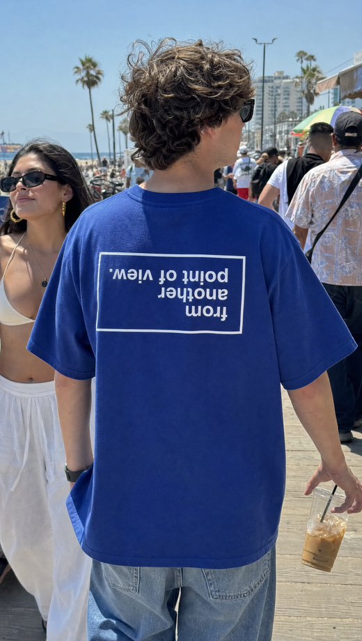 Off supply From another POV blue t-shirt