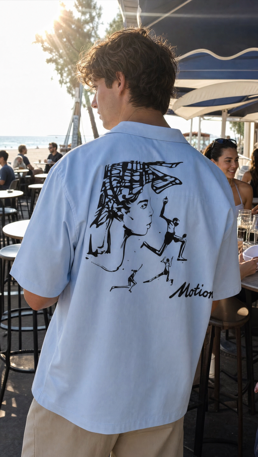 Off Supply Motion Bowling Shirt - Ice Blue