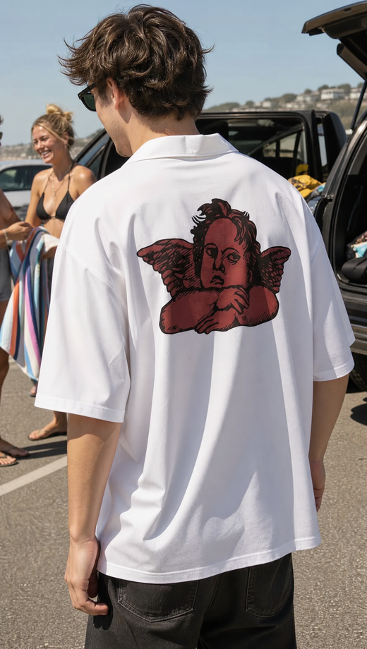Off Supply Lost In Thoughts White Bowling Shirt
