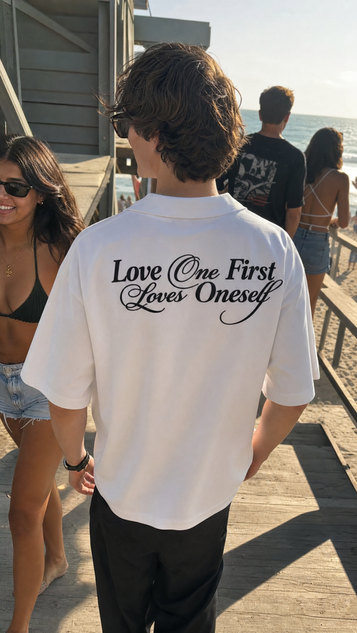 Off Supply Love One White Bowling Shirt