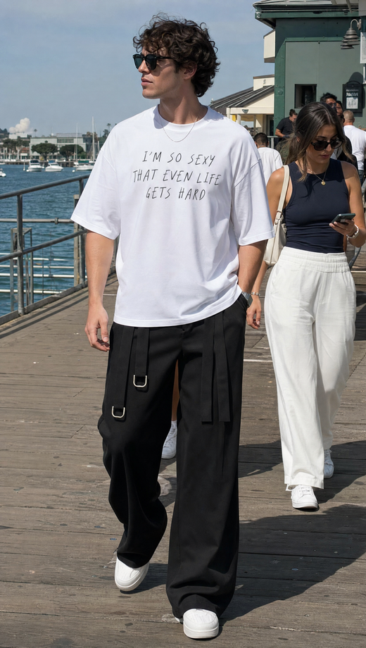 Off Supply Double Belted Wide Pants
