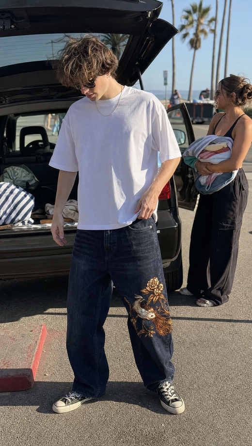 Off Supply Gilded Crane Embroidered Denim — Limited Edition