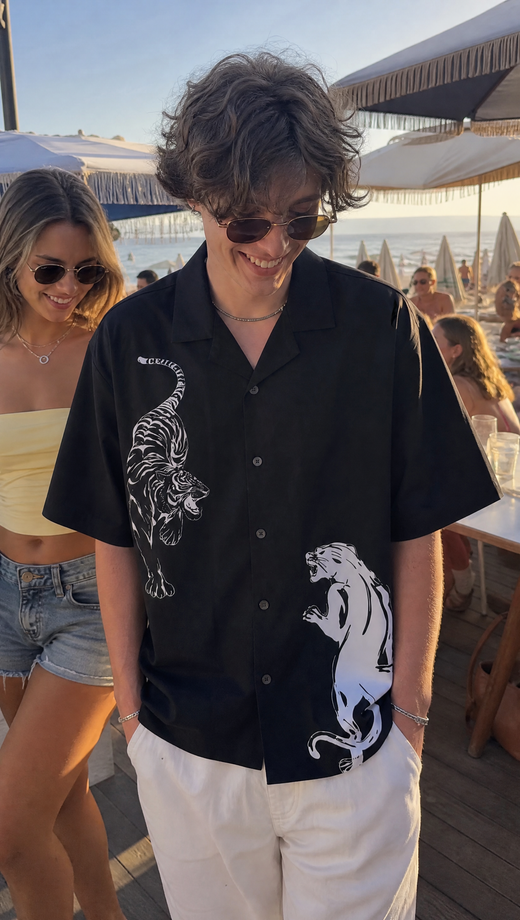 Off Supply Money Over Feelings Bowling Shirt - Black