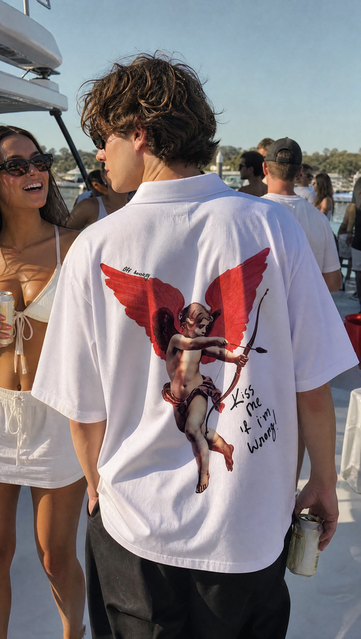Off Supply Cupid_s Fav White Bowling Shirt