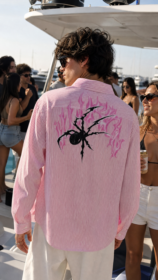 Off Supply Line Up Pink Striped Shirt