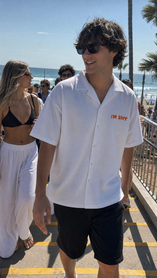 Off Supply Shy Bunny White Bowling Shirt