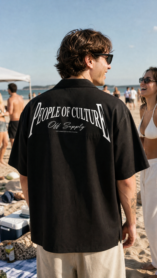 Off Supply People of Culture Black Bowling Shirt
