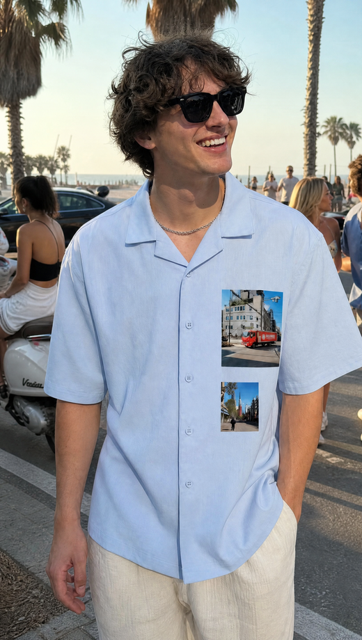 Off Supply In Transit Light Blue Bowling Shirt