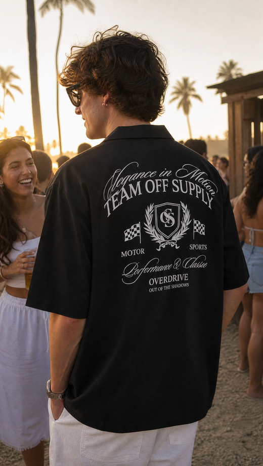 Off Supply Elegance In Motion Black Bowling Shirt