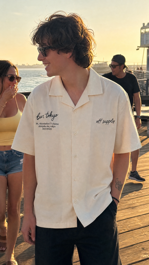 Off Supply Bar Tokyo Off White Bowling Shirt