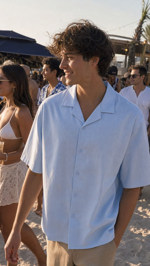 Off Supply Motion Bowling Shirt - Ice Blue