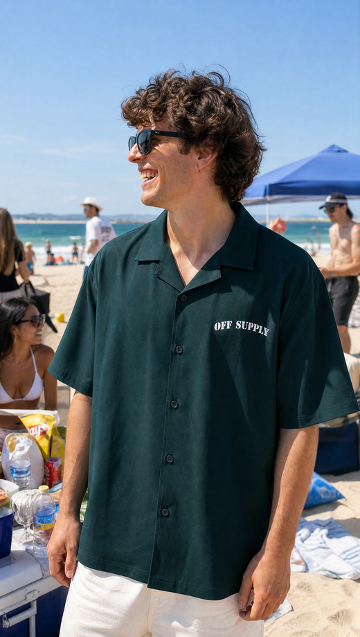 Off Supply Island Archive Bowling Shirt - Forest Green
