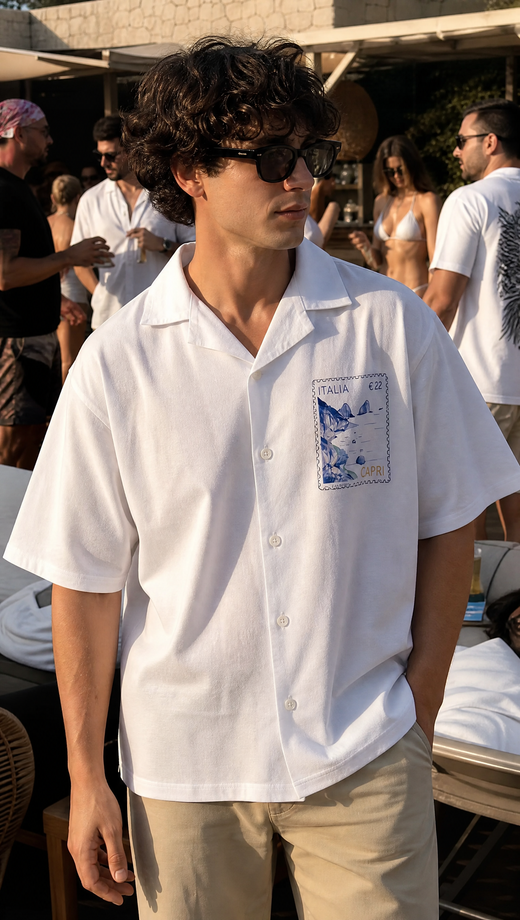 Off Supply Limoncello Afternoons Bowling Shirt White