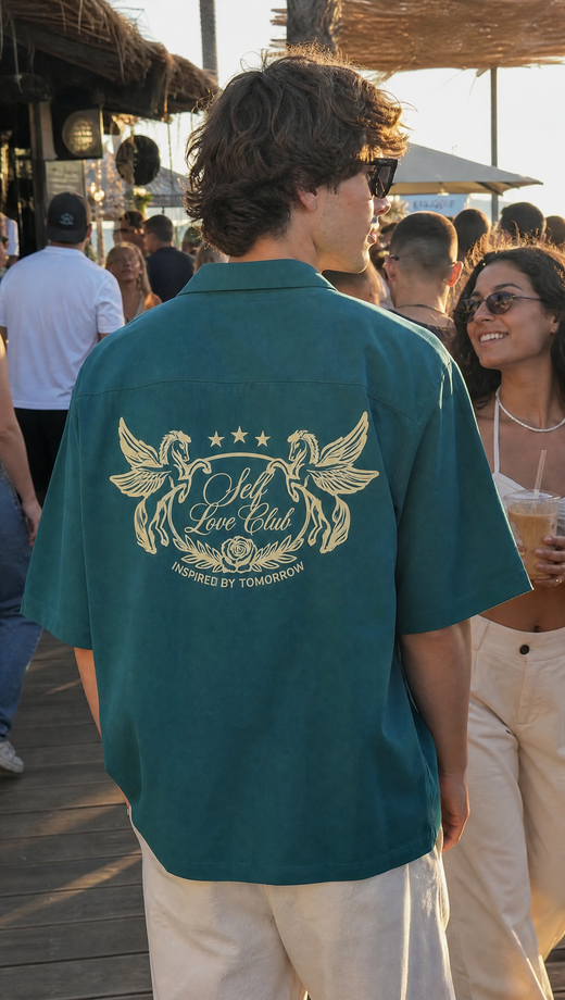 Self Love Off Supply Teal Bowling Shirt