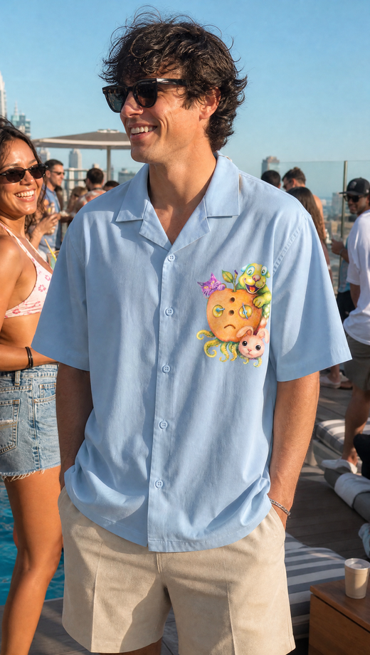 Off Supply Candy Meltdown Ice Blue Bowling Shirt