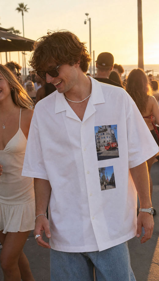Off Supply In Transit White Bowling Shirt