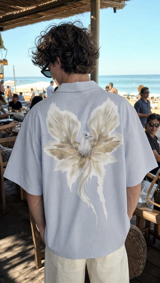Off Supply Angelic Grey Bowling Shirt