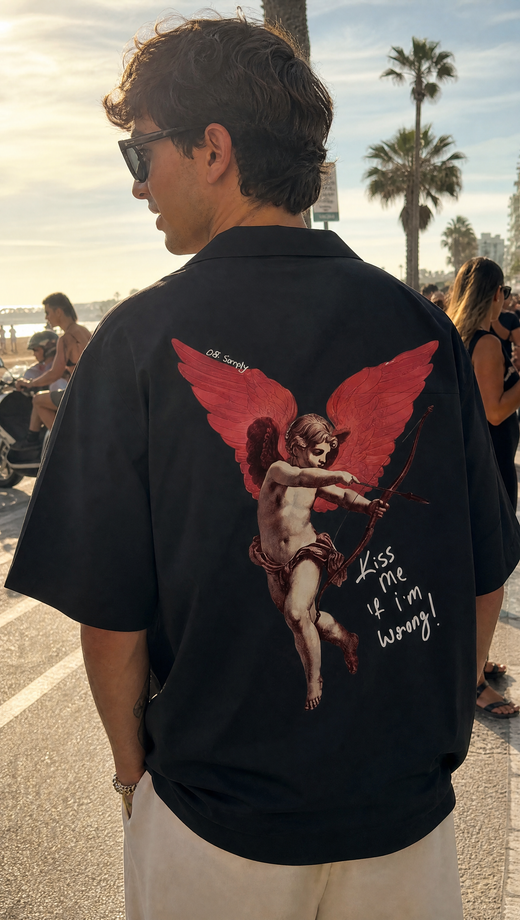 Off Supply Cupid_s Fav Black Bowling Shirt