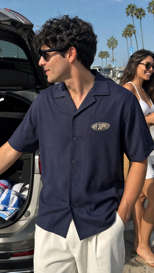 Self Love Off Supply Navy Bowling Shirt