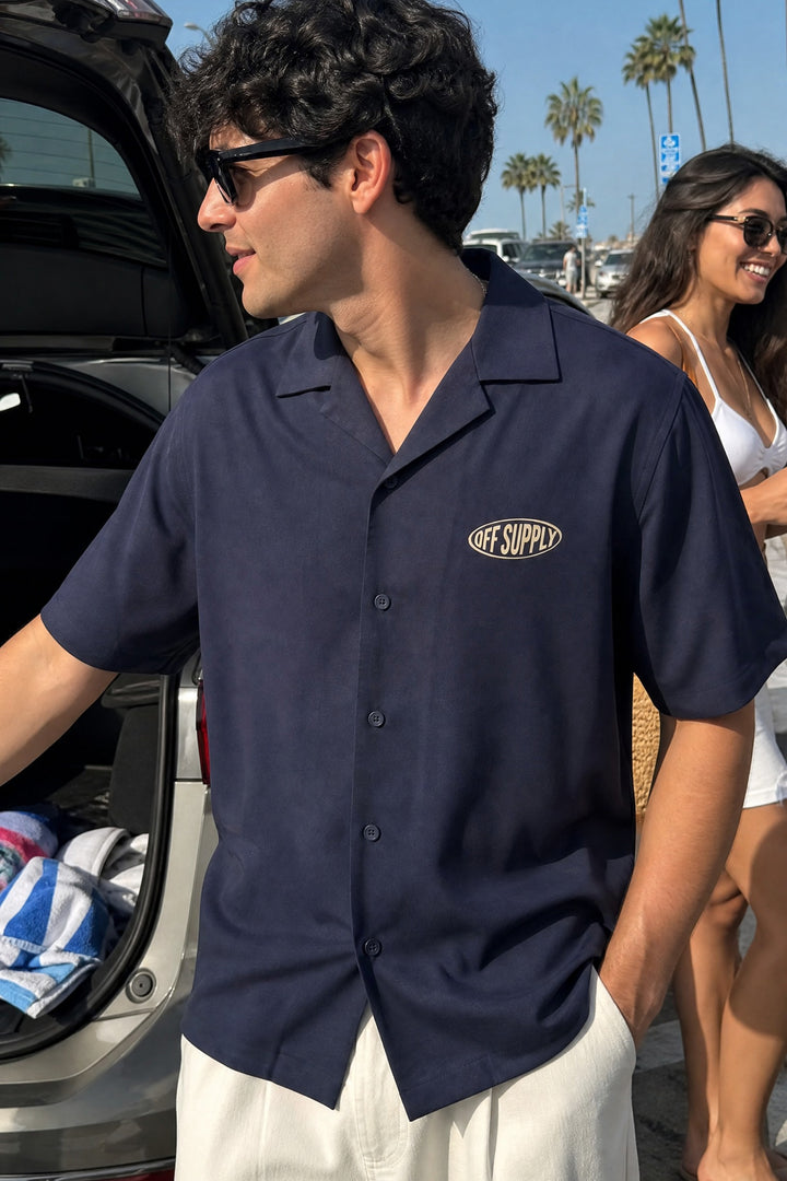 Self Love Off Supply Navy Bowling Shirt