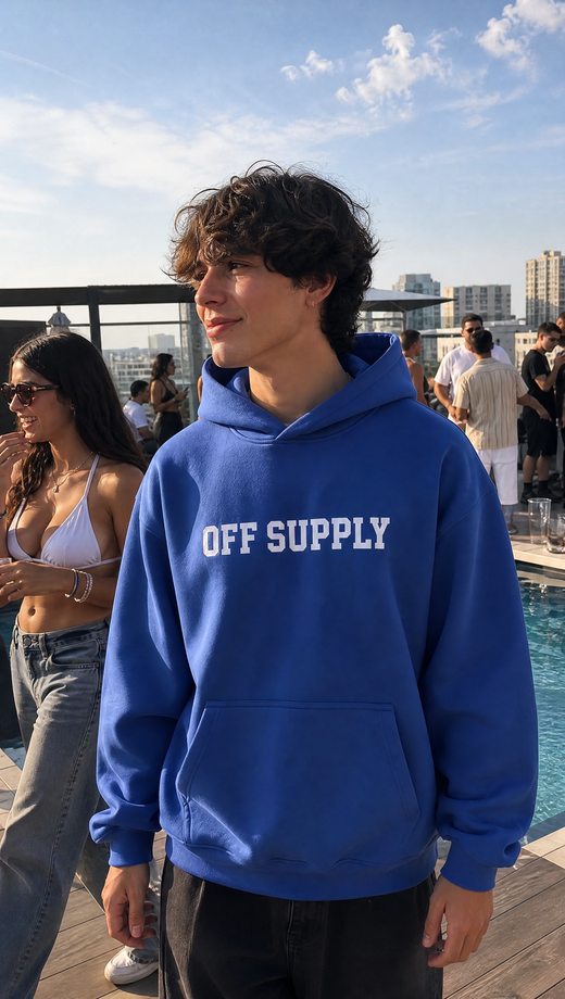 Off supply OS blue hoodie