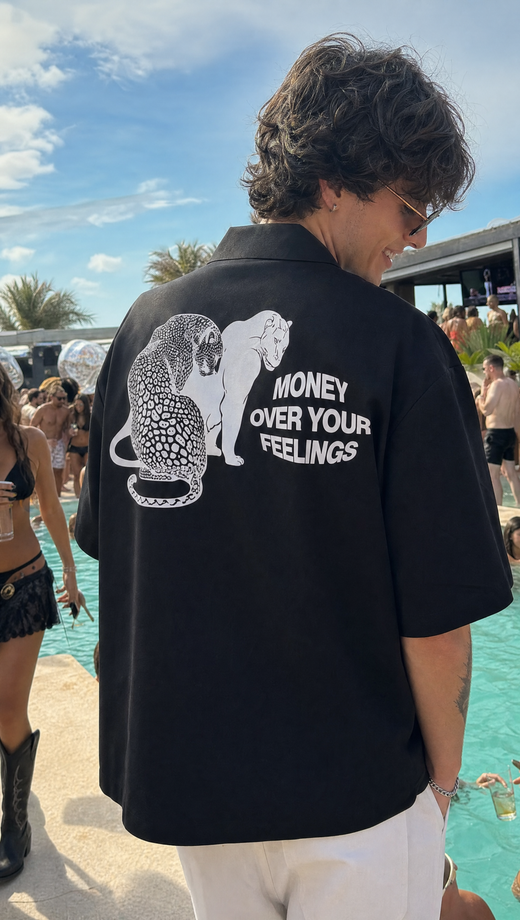 Off Supply Money Over Feelings Bowling Shirt - Black
