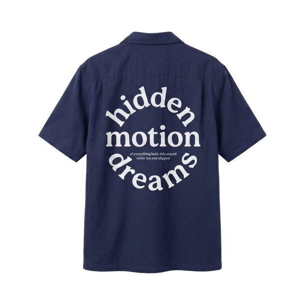 Off Supply Motion Dreams Navy Blue Bowling Shirt