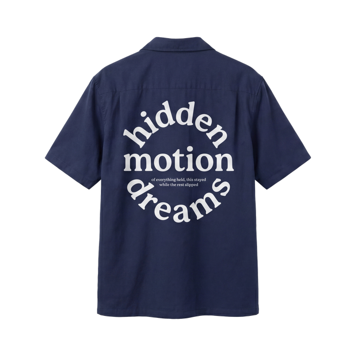 Off Supply Motion Dreams Navy Blue Bowling Shirt