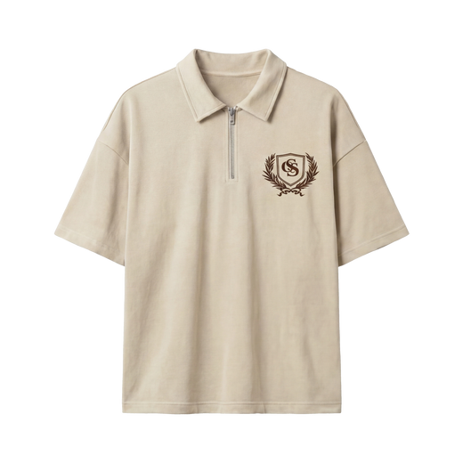 Off Supply Elegance In Motion Sand Quarter Zip T-shirt