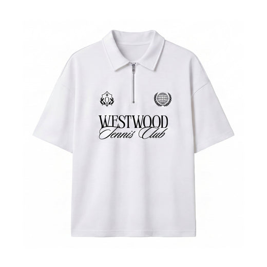 Off Supply Westwood Tennis Club White Quarter Zip T-shirt