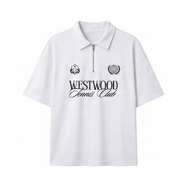 Off Supply Westwood Tennis Club White Quarter Zip T-shirt