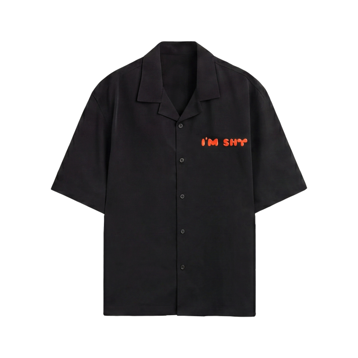 Off Supply Shy Bunny Black Bowling Shirt