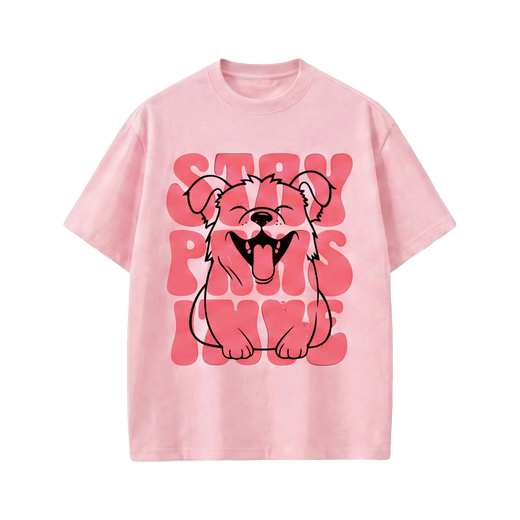 STAY PAWSITIVE OFF SUPPLY PINK T-SHIRT