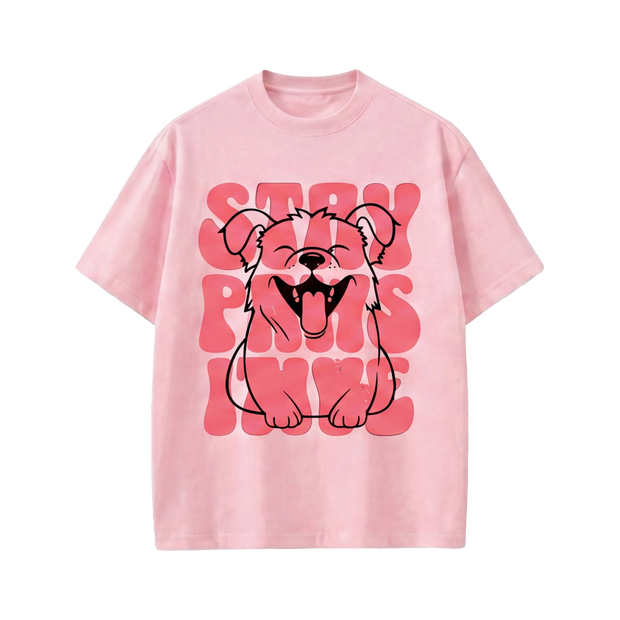 STAY PAWSITIVE OFF SUPPLY PINK T-SHIRT