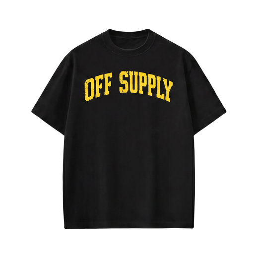 Off supply Varsity text Black T-shirt