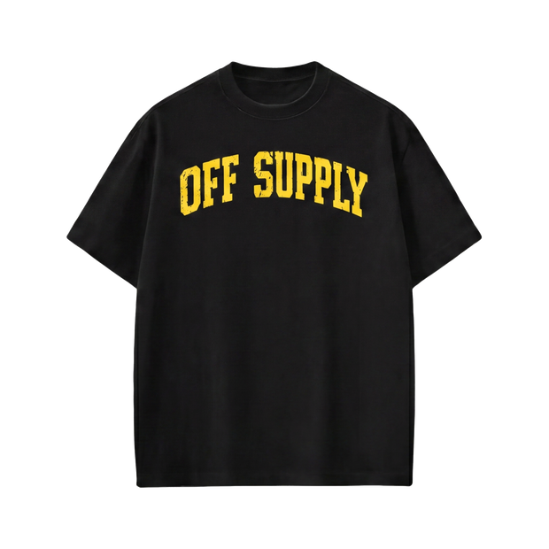 Off supply Varsity text Black T-shirt