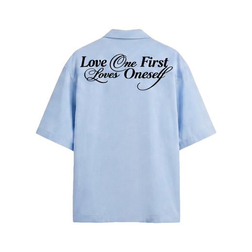 Off Supply Love One Ice Blue Bowling Shirt