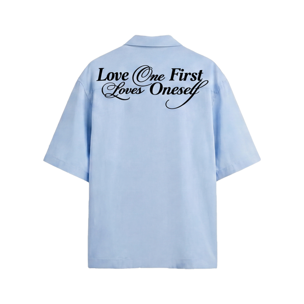 Off Supply Love One Ice Blue Bowling Shirt
