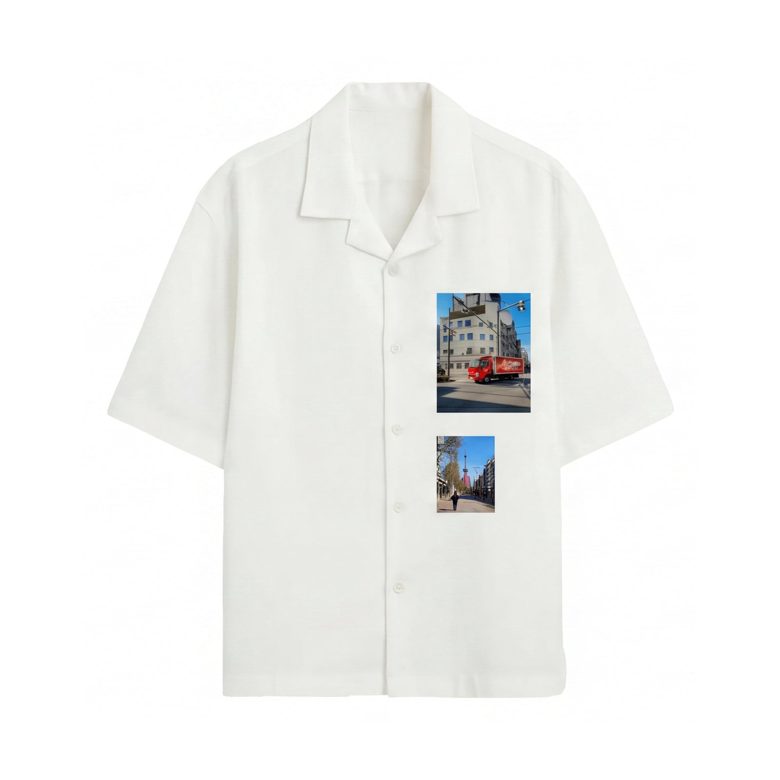 Off Supply In Transit White Bowling Shirt